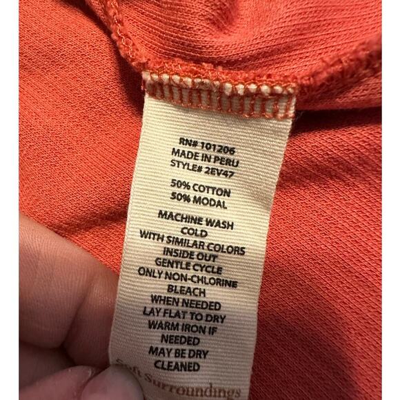 Soft Surroundings Ribbed Ruched Mock Turtleneck Tunic Size Medium Orange A-Line - Picture 7 of 7